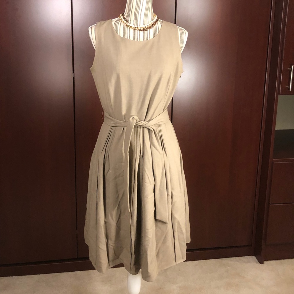 Lined Calvin Klein Sleeveless Dress with tie waist